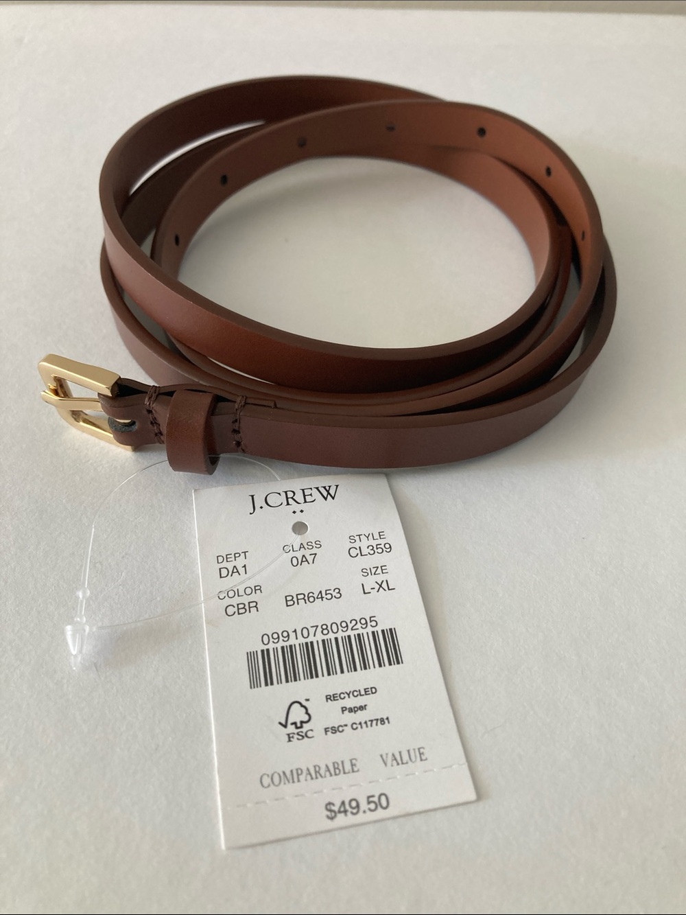 JCrew Factory Italian bonded leather skinny belt